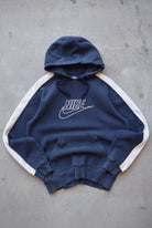 Nike Navy & White Embroidered Spellout Hoodie — 2000s (S) - Retrospective Store