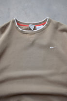 Nike Olive Green Embroidered Swoosh Crewneck — 2000s (L) - Retrospective Store