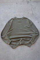 Nike Olive-Green Embroidered Swoosh Crewneck — 2000s (XXL) - Retrospective Store