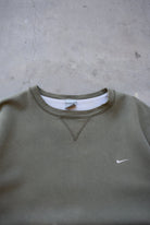 Nike Olive Green Embroidered Swoosh Crewneck — 2000s (XXL) - Retrospective Store