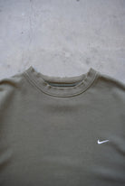 Nike Olive-Green Embroidered Swoosh Crewneck — 2000s (XXL) - Retrospective Store