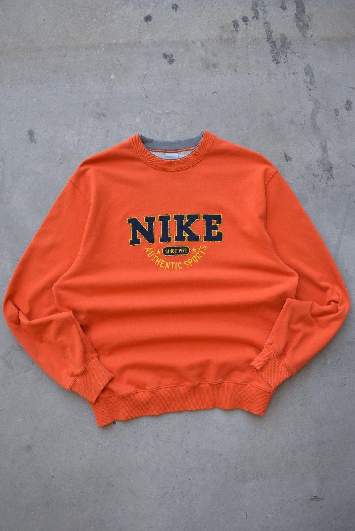 Nike Orange Embroidered Spellout Crewneck — 2000s (L/XL) - Retrospective Store