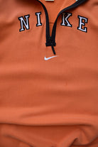 Nike Orange Embroidered Spellout Quarter Zip — 1990s (XXL/3XL) - Retrospective Store