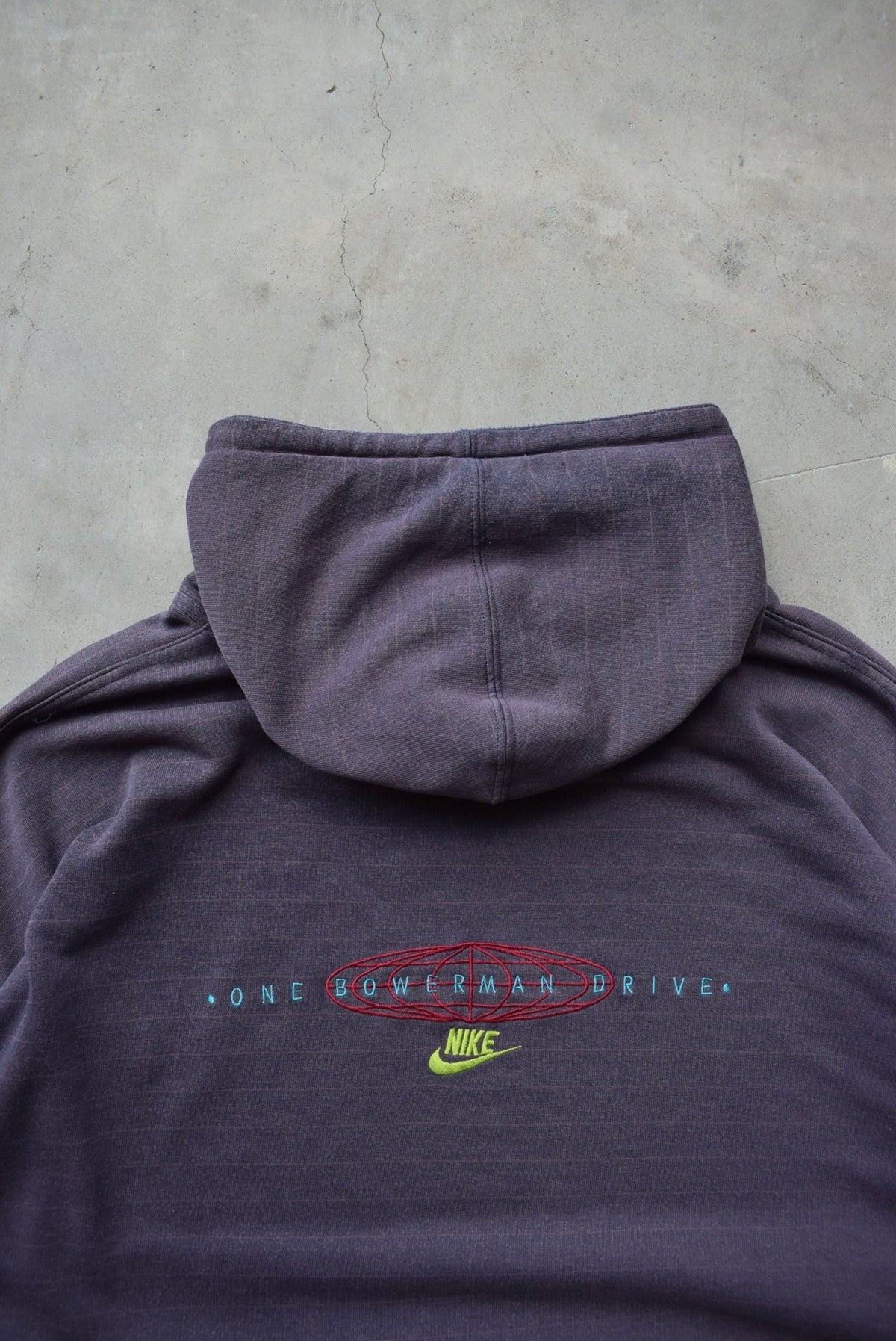 Nike Purple Embroidered Spellout Hoodie — 1990s (XL) - Retrospective Store