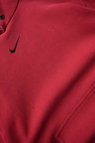 Nike Red Embroidered Centre Swoosh Hoodie — 1990s (M) - Retrospective Store