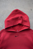 Nike Red Embroidered Centre Swoosh Hoodie — 1990s (M) - Retrospective Store