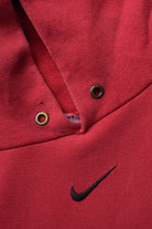 Nike Red Embroidered Centre Swoosh Hoodie — 1990s (M) - Retrospective Store