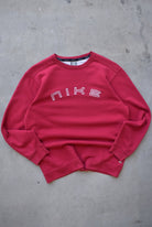 Nike Red Embroidered Spellout Crewneck — 1990s (S) - Retrospective Store