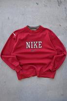 Nike Red Embroidered Spellout Crewneck — 1990s (S/M) - Retrospective Store