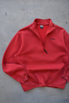 Nike Red Embroidered Spellout Quarter Zip — 2000s (L) - Retrospective Store