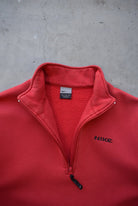 Nike Red Embroidered Spellout Quarter Zip — 2000s (L) - Retrospective Store