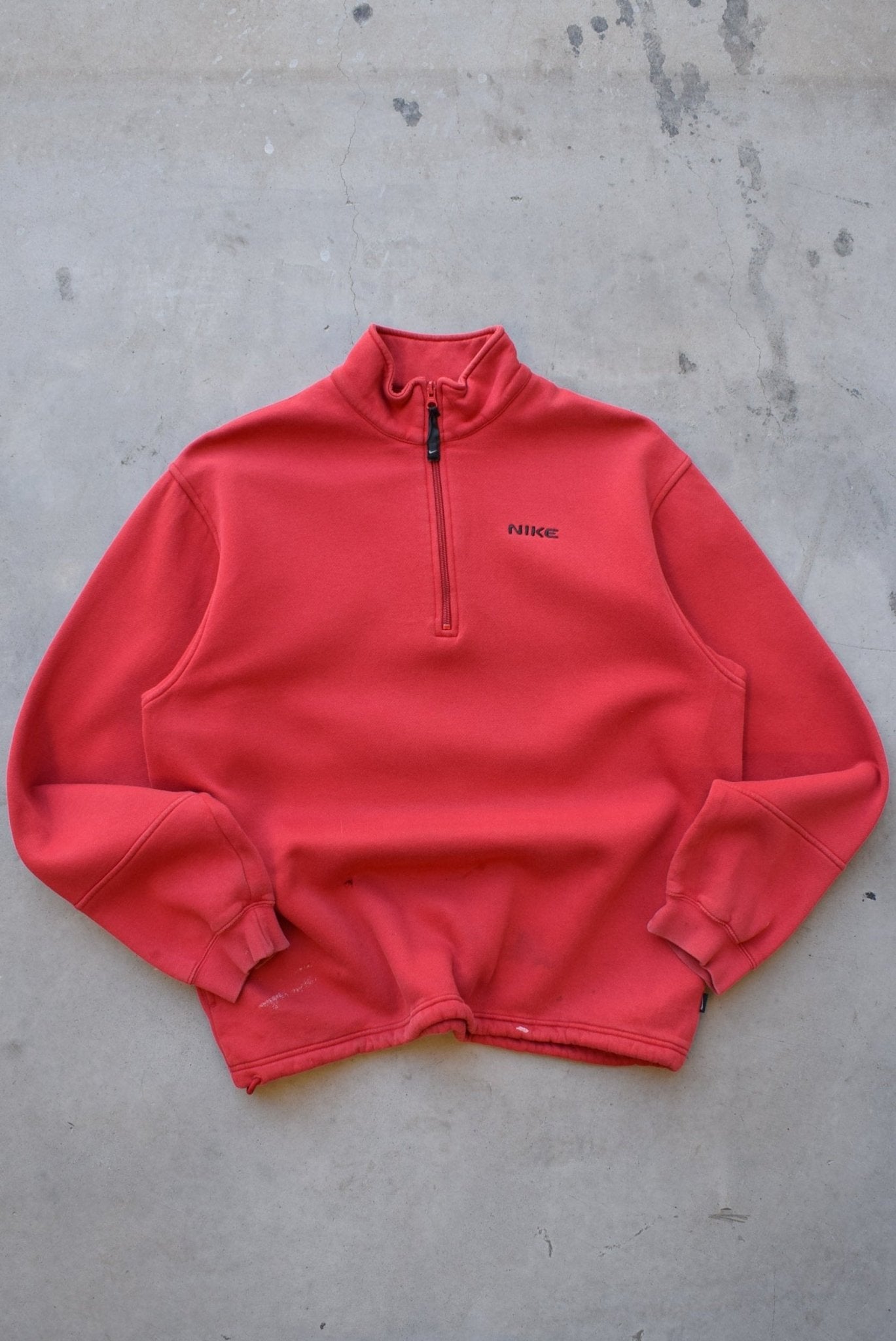 Nike Red Embroidered Spellout Quarter Zip — 2000s (L) - Retrospective Store
