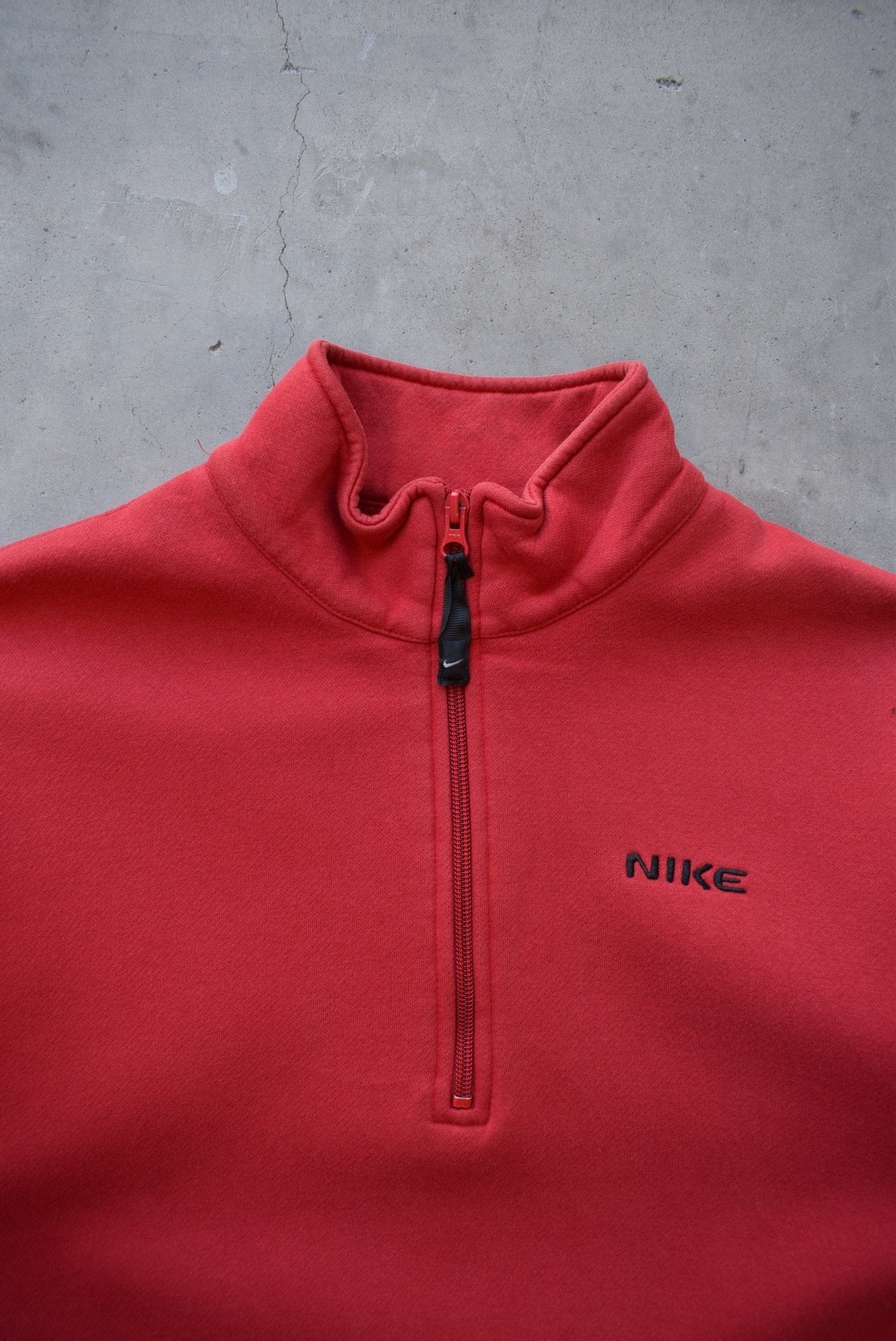 Nike Red Embroidered Spellout Quarter Zip — 2000s (L) - Retrospective Store