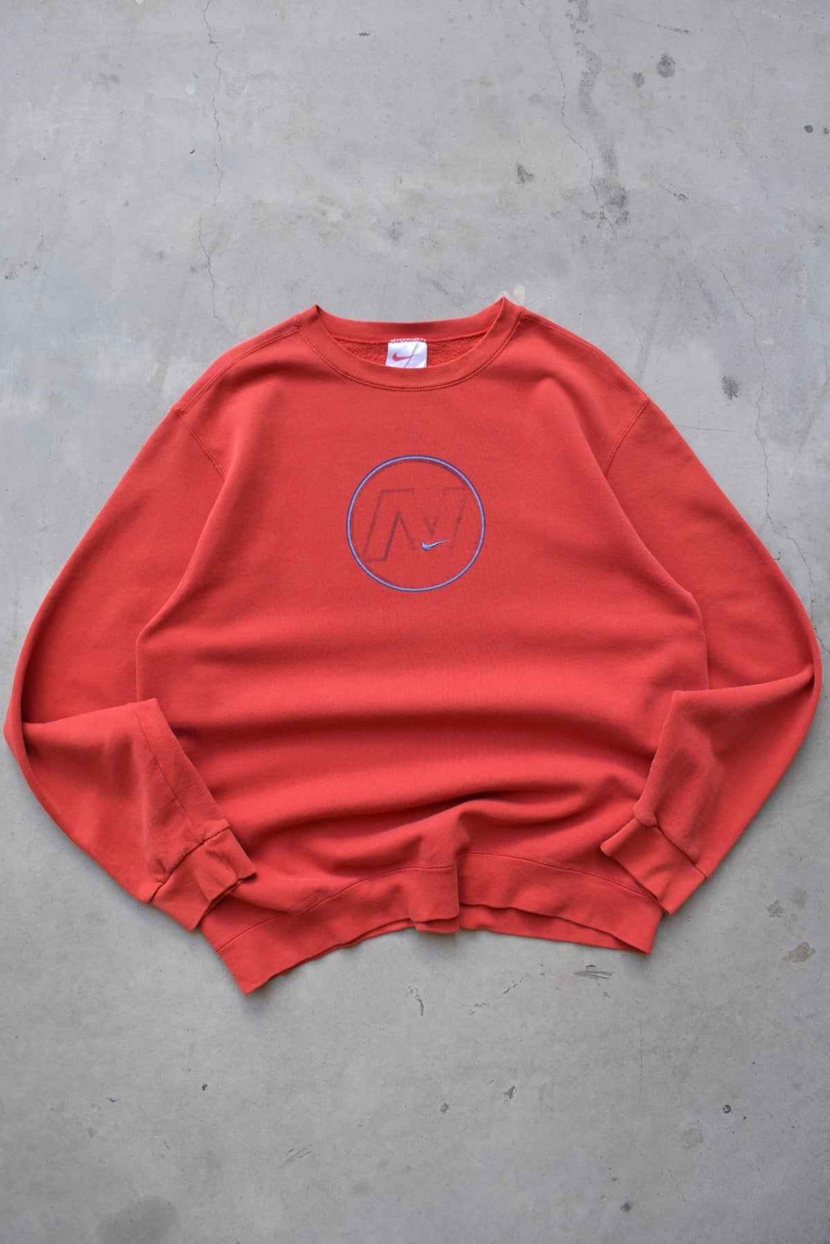 Nike Red Embroidered Swoosh Crewneck — 1990s (L) - Retrospective Store