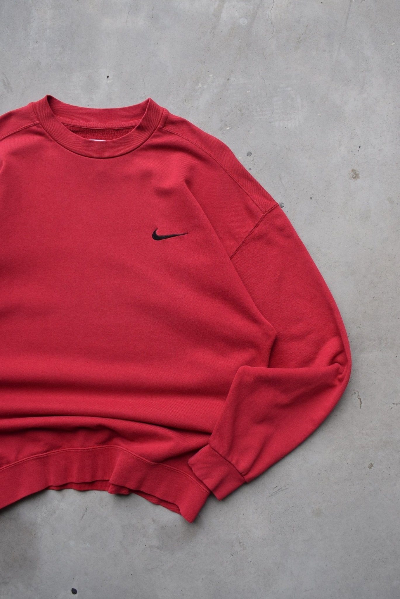 Nike Red Embroidered Swoosh Crewneck — 1990s (L) - Retrospective Store