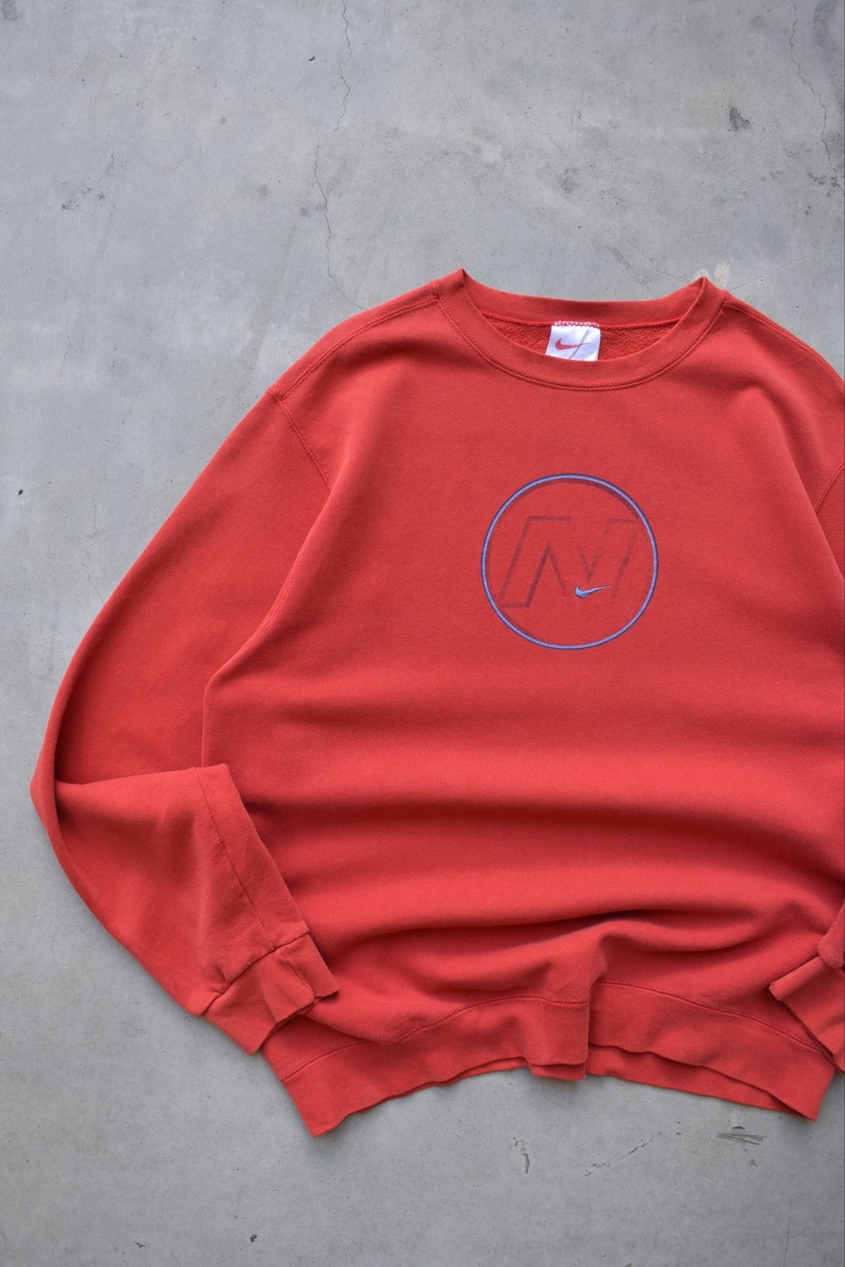 Nike Red Embroidered Swoosh Crewneck — 1990s (L) - Retrospective Store
