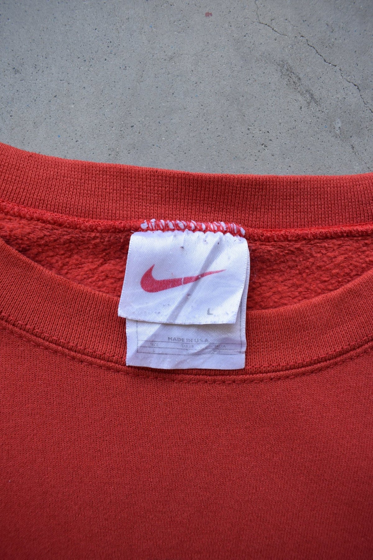 Nike Red Embroidered Swoosh Crewneck — 1990s (L) - Retrospective Store