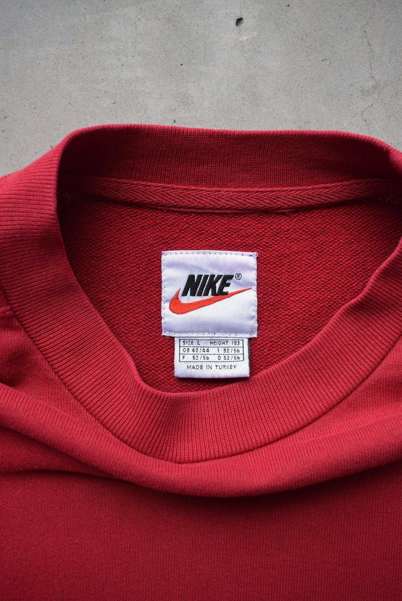 Nike Red Embroidered Swoosh Crewneck — 1990s (L) - Retrospective Store