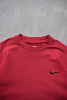 Nike Red Embroidered Swoosh Crewneck — 1990s (L) - Retrospective Store
