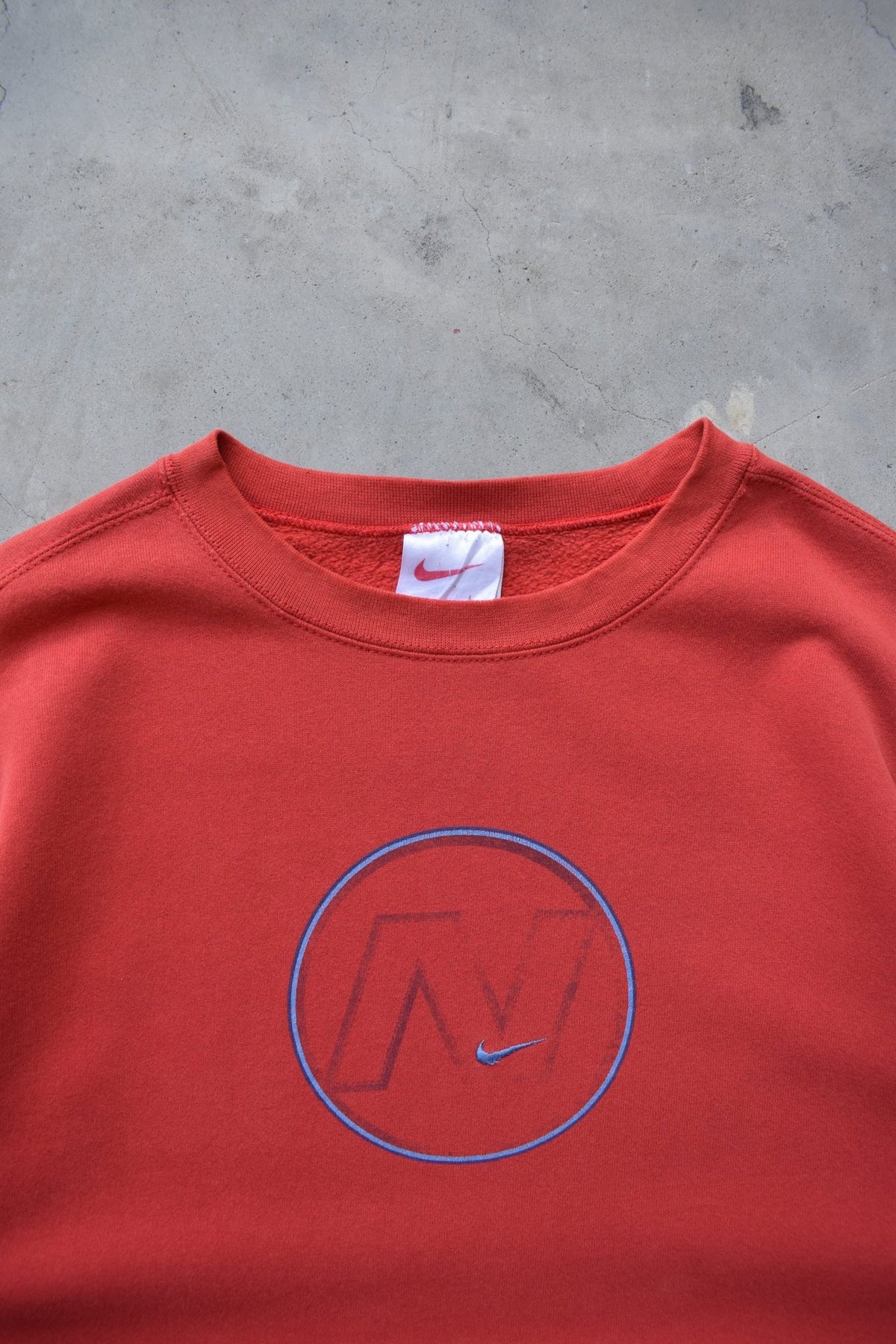 Nike Red Embroidered Swoosh Crewneck — 1990s (L) - Retrospective Store