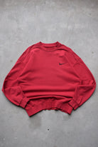 Nike Red Embroidered Swoosh Crewneck — 1990s (L) - Retrospective Store
