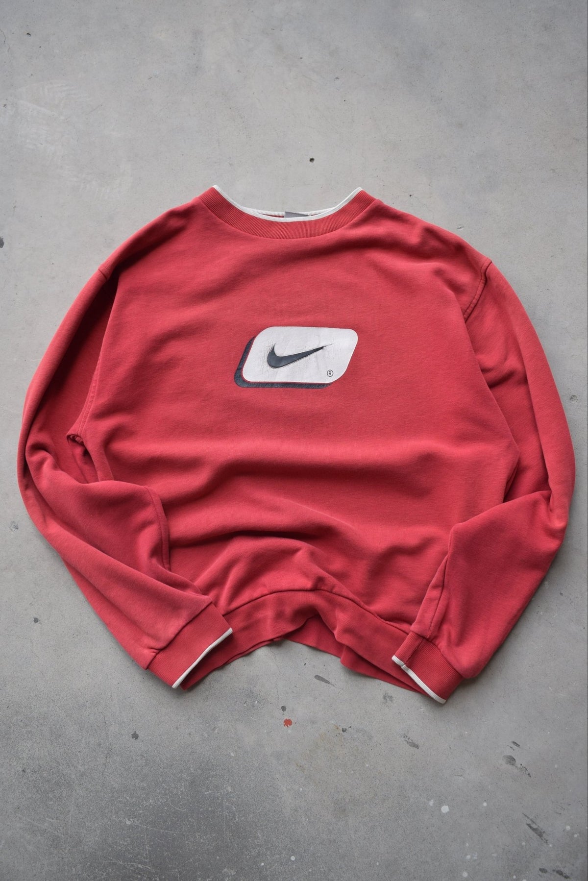 Nike Red Graphic Swoosh Crewneck — 2000s (S) - Retrospective Store