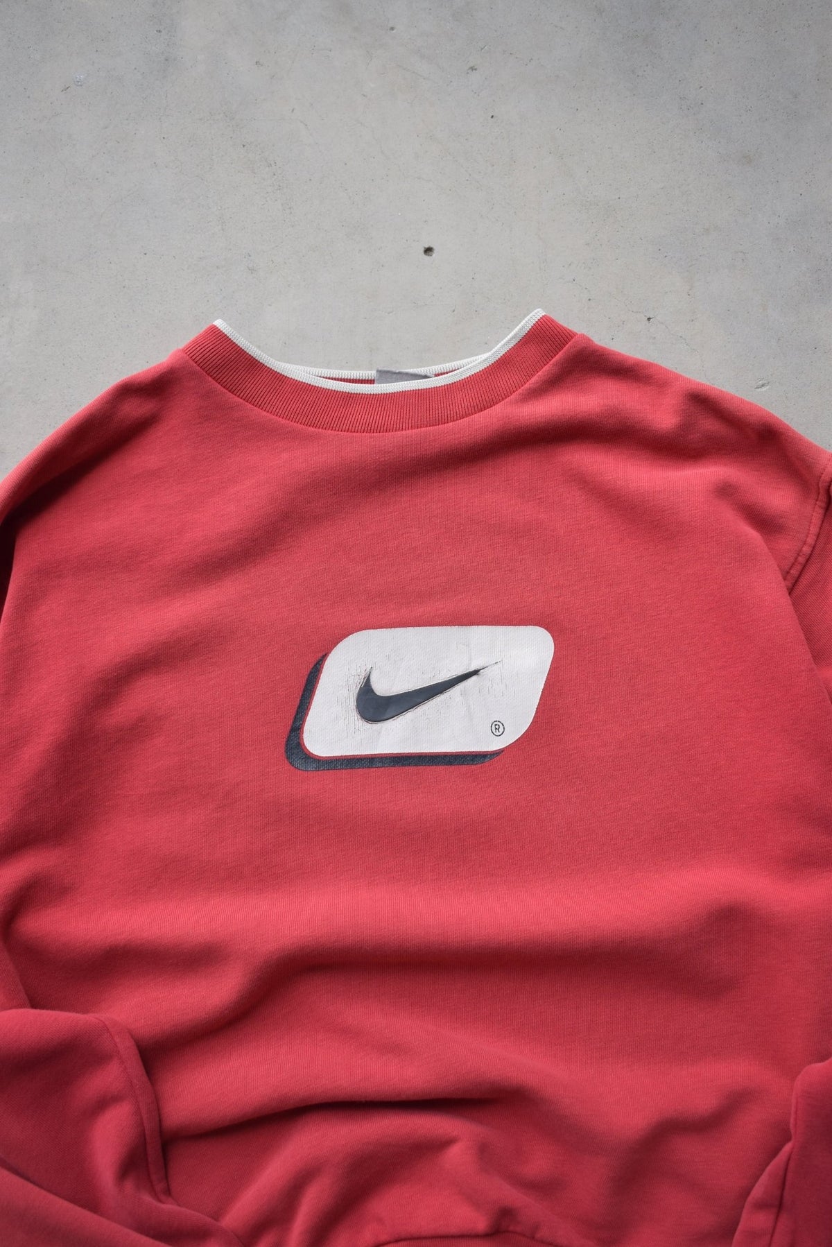 Nike Red Graphic Swoosh Crewneck — 2000s (S) - Retrospective Store