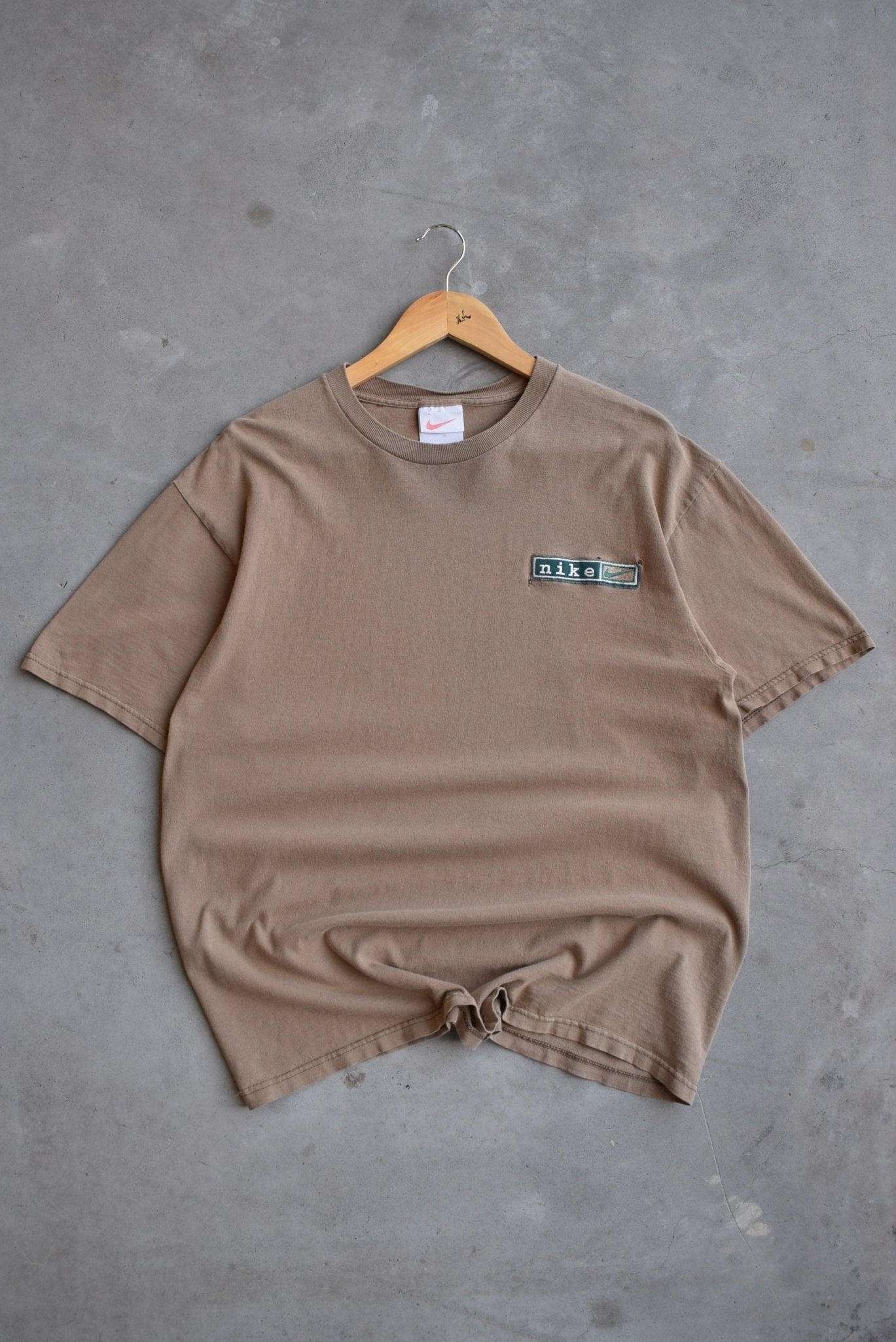 Nike Tan Embroidered Spellout Tee — 1990s (M/L) - Retrospective Store