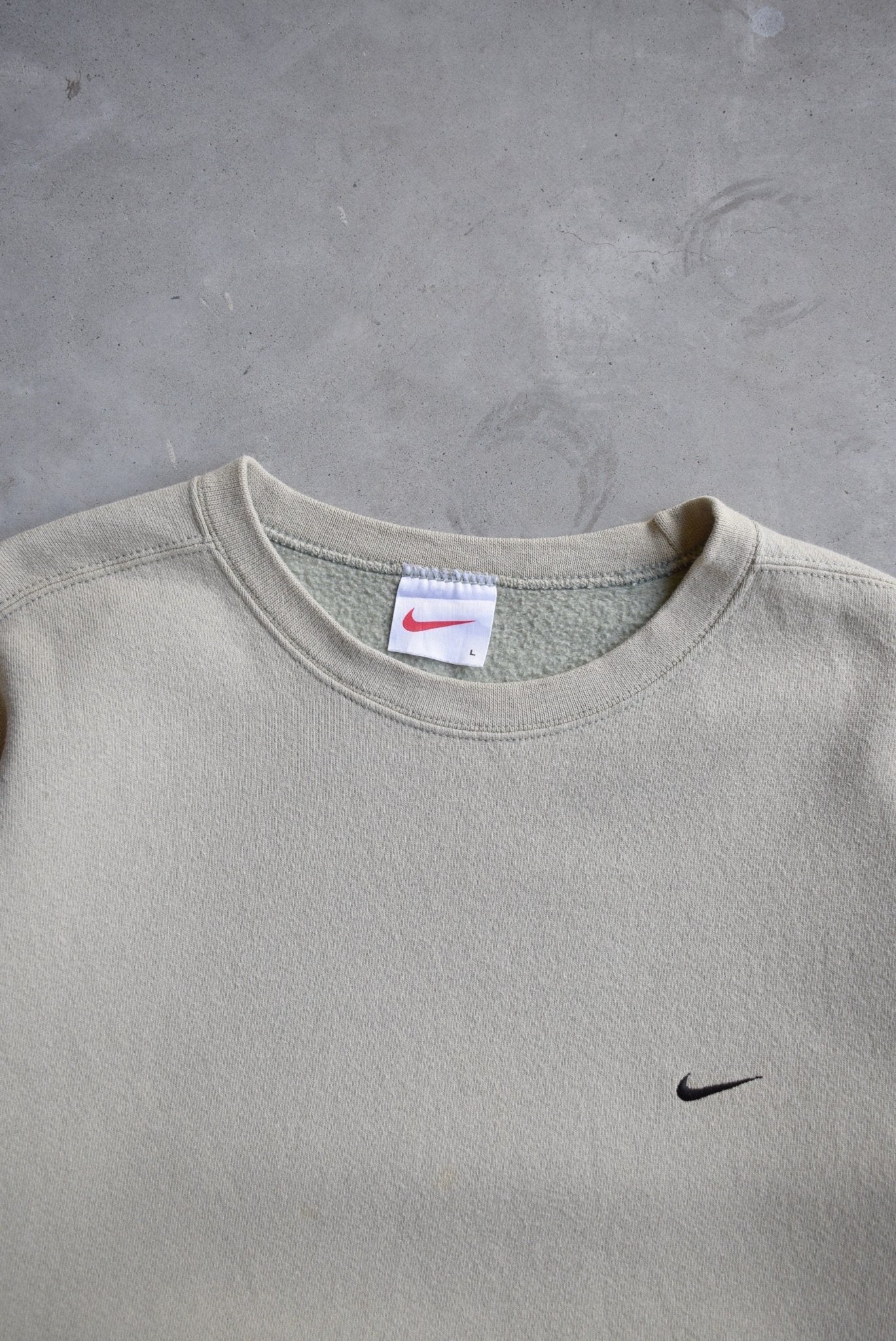 Nike Tan Embroidered Swoosh Crewneck — 1990s (L) - Retrospective Store
