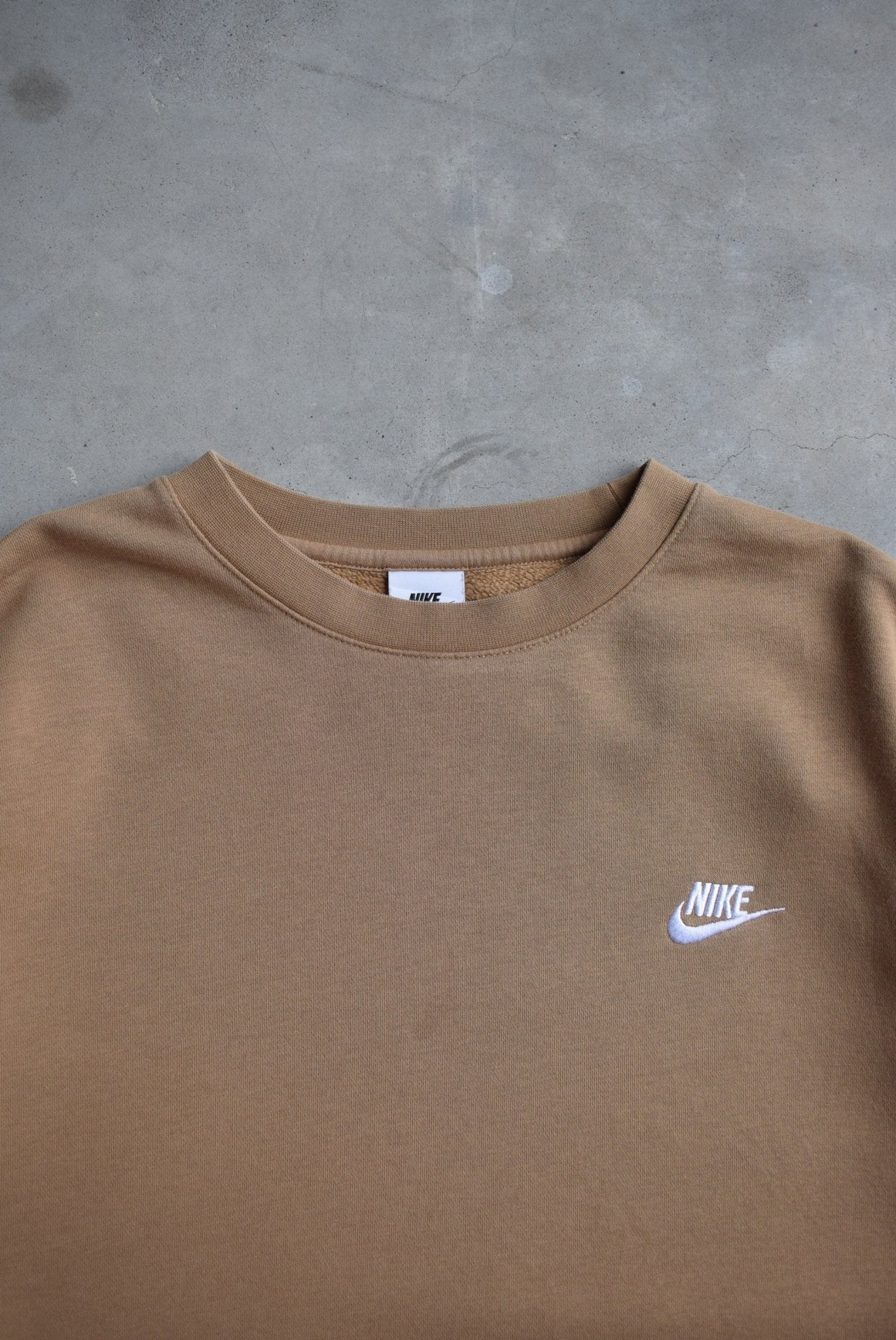 Nike Tan Embroidered Swoosh Crewneck — 2000s (XL) - Retrospective Store