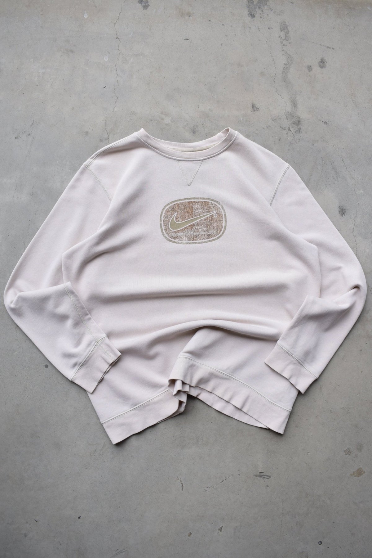 Nike Tan Graphic Swoosh Crewneck — 2000s (L) - Retrospective Store