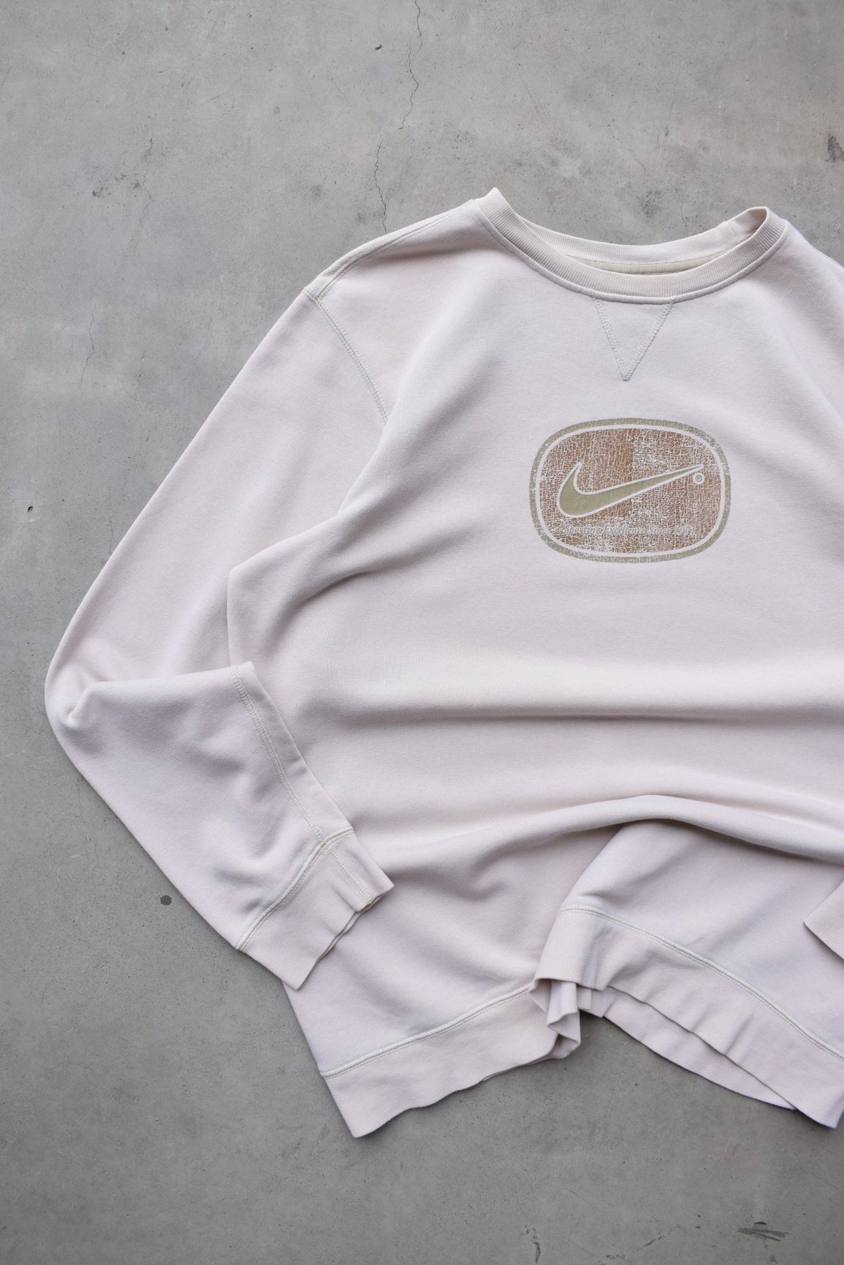 Nike Tan Graphic Swoosh Crewneck — 2000s (L) - Retrospective Store