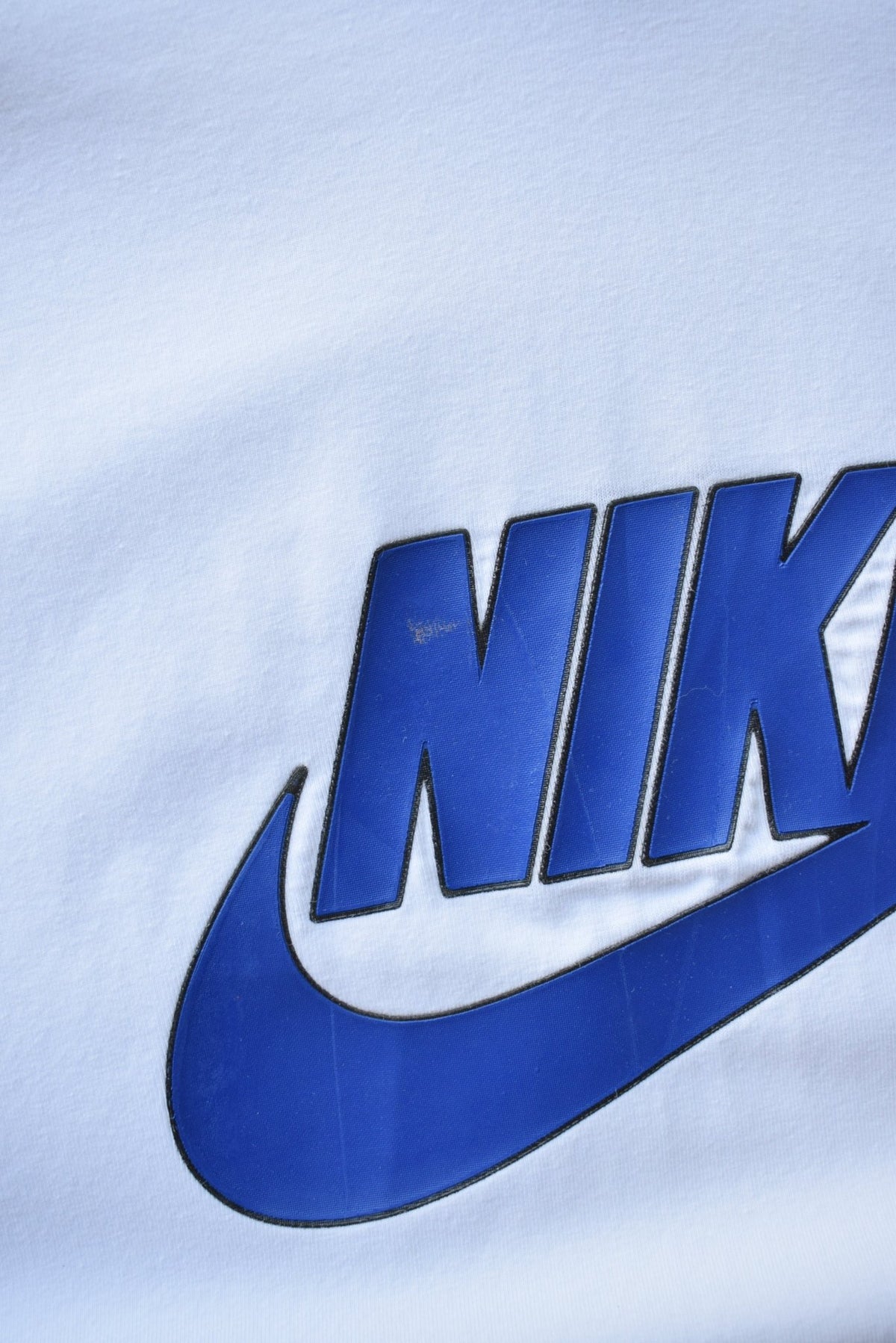 Nike White & Blue Spellout Tee — 2000s (M) - Retrospective Store