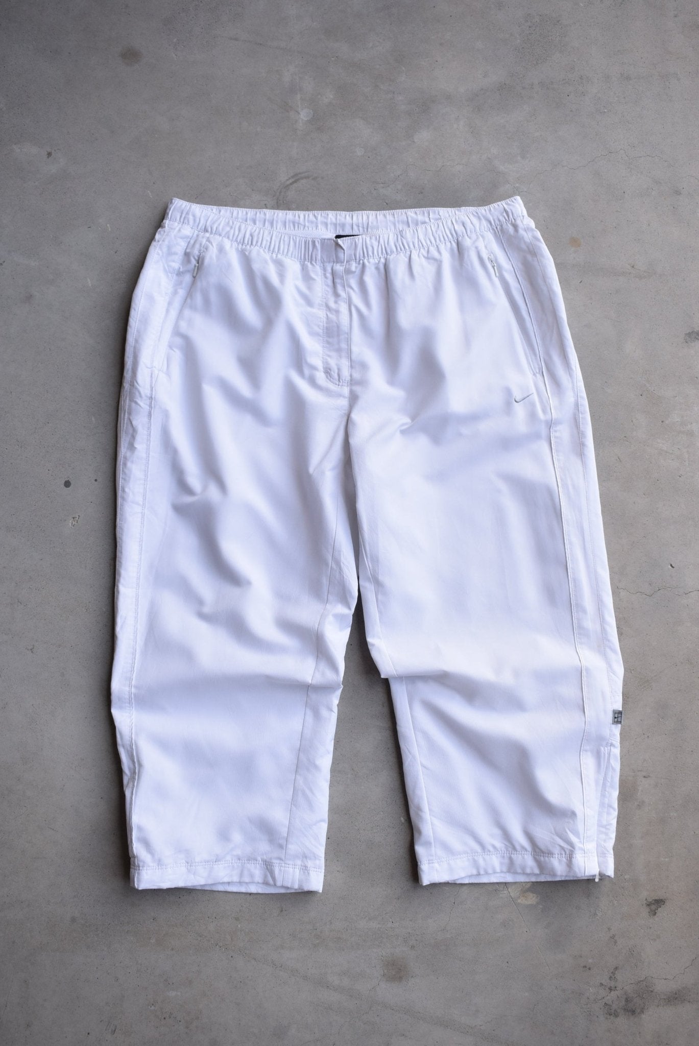 Nike White Embroidered Swoosh 3/4 Track Pants — 2000s (L) - Retrospective Store
