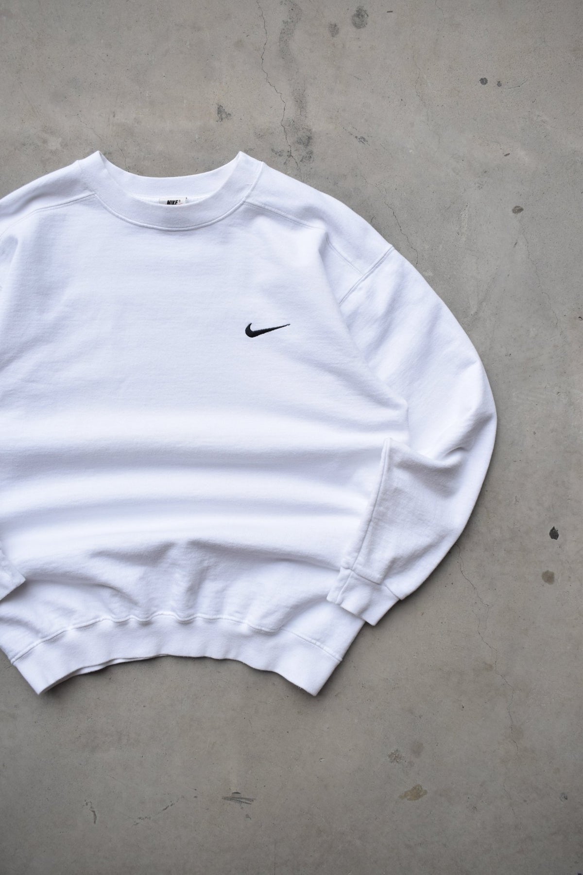 Nike White Embroidered Swoosh Crewneck — 1990s (M/L) - Retrospective Store