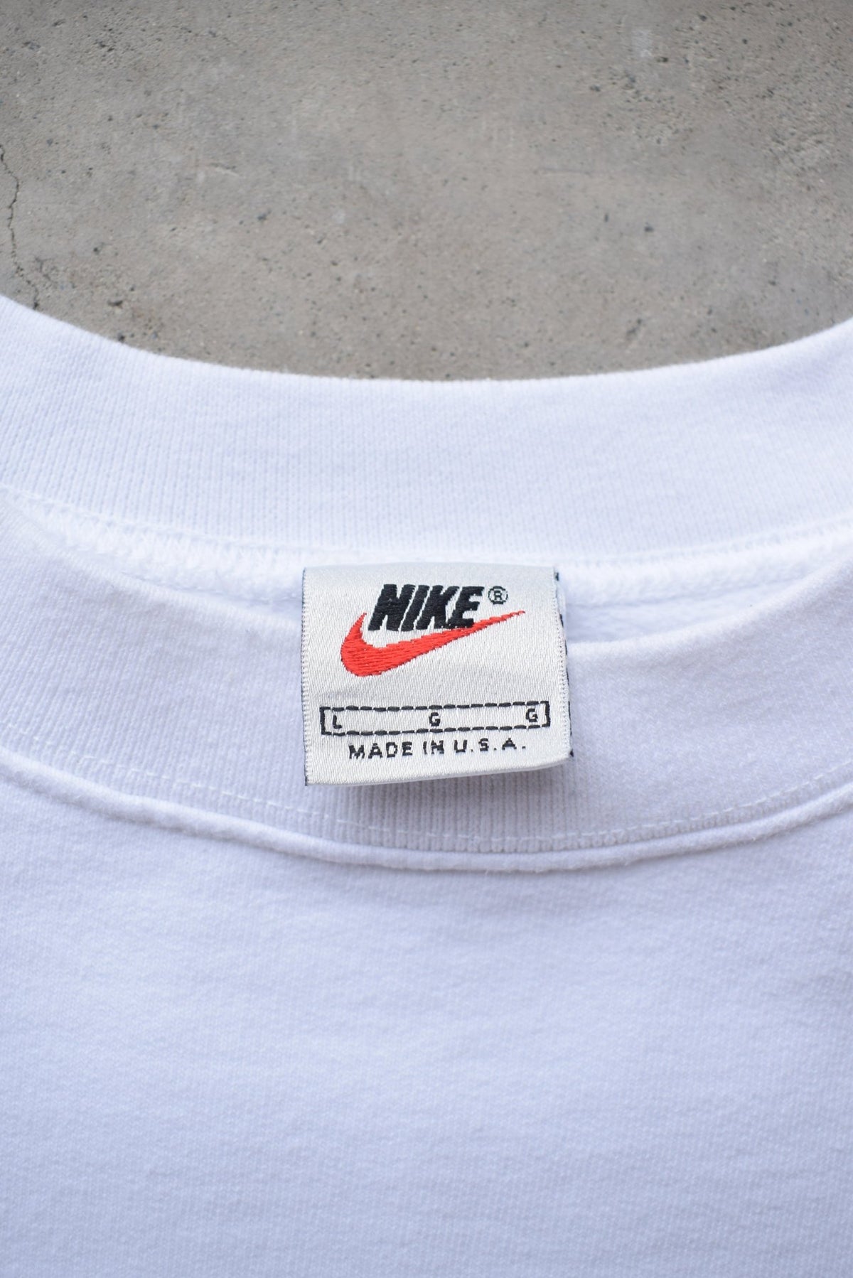 Nike White Embroidered Swoosh Crewneck — 1990s (M/L) - Retrospective Store