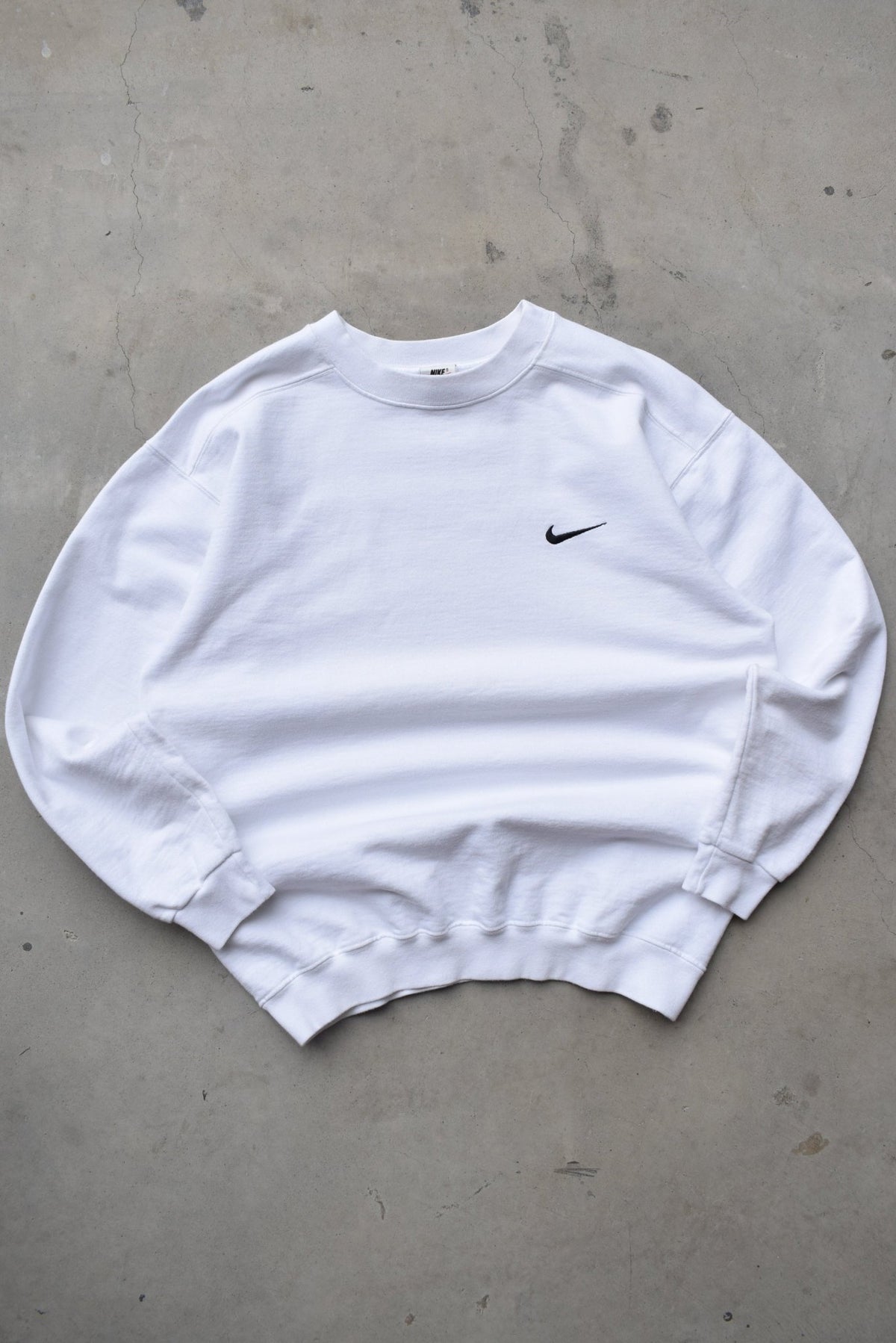 Nike White Embroidered Swoosh Crewneck — 1990s (M/L) - Retrospective Store