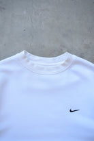 Nike White Embroidered Swoosh Crewneck — 2000s (L) - Retrospective Store