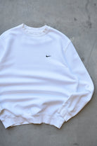 Nike White Embroidered Swoosh Crewneck — 2000s (L) - Retrospective Store