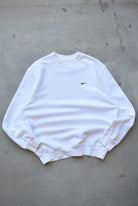 Nike White Embroidered Swoosh Crewneck — 2000s (L) - Retrospective Store