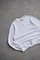 Nike White Embroidered Swoosh Crewneck — 2000s (M) - Retrospective Store
