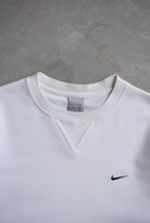 Nike White Embroidered Swoosh Crewneck — 2000s (M) - Retrospective Store