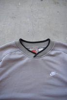 Nike White & Grey Embroidered Swoosh Crewneck — 1990s (XL) - Retrospective Store