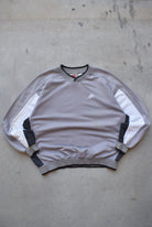 Nike White & Grey Embroidered Swoosh Crewneck — 1990s (XL) - Retrospective Store