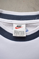 Nike White & Navy Embroidered Spellout Crewneck — 1990s (XL) - Retrospective Store
