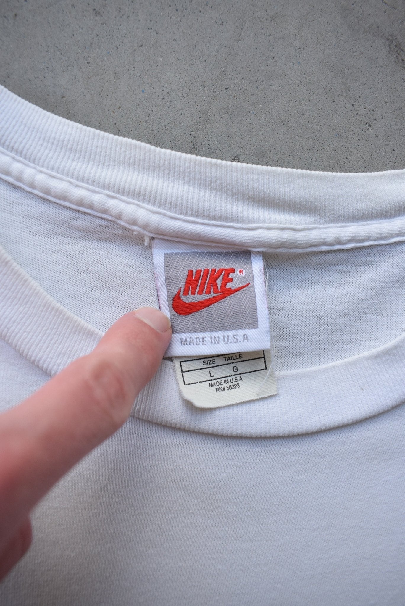 Nike White Swoosh Tee — 1990s (L) - Retrospective Store