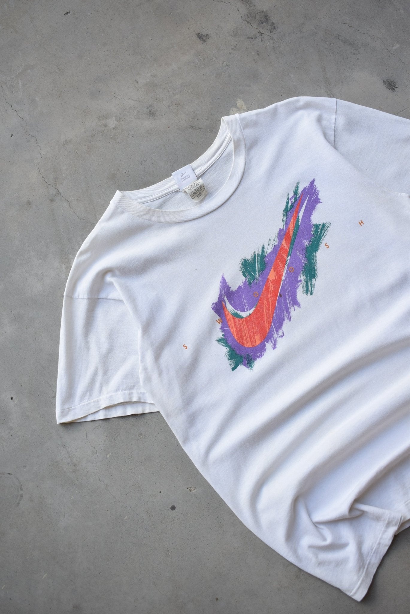 Nike White Swoosh Tee — 1990s (L) - Retrospective Store