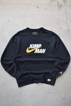 Nike x Air Jordan 'Jump Man' Black Embroidered Spellout Crewneck — 2000s (L) - Retrospective Store