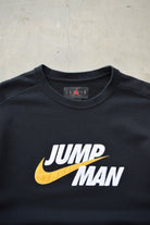 Nike x Air Jordan 'Jump Man' Black Embroidered Spellout Crewneck — 2000s (L) - Retrospective Store