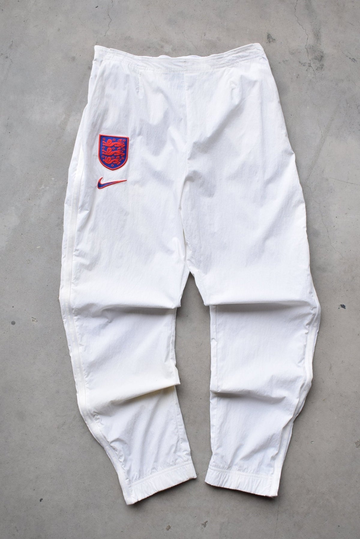 Nike x England National Football Team White Embroidered Track Pants — 2000s (S) - Retrospective Store